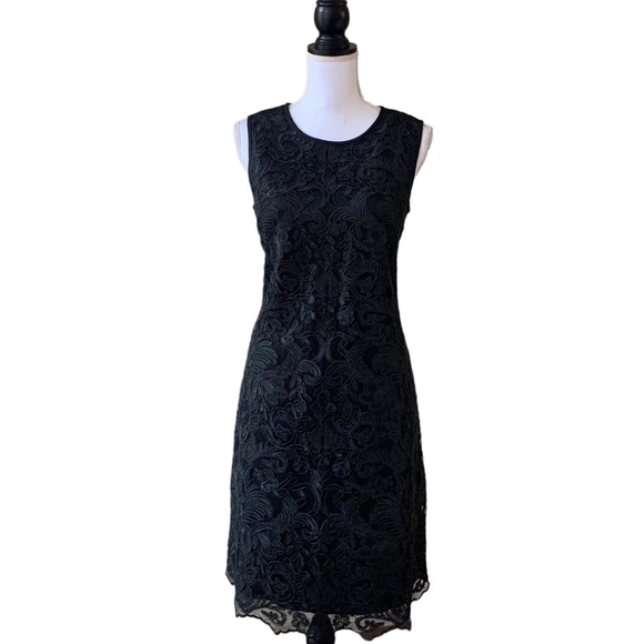 KARL LAGERFELD PARIS BLACK EMBROIDERED COCKTAIL DRESS - Picture 10 of 16